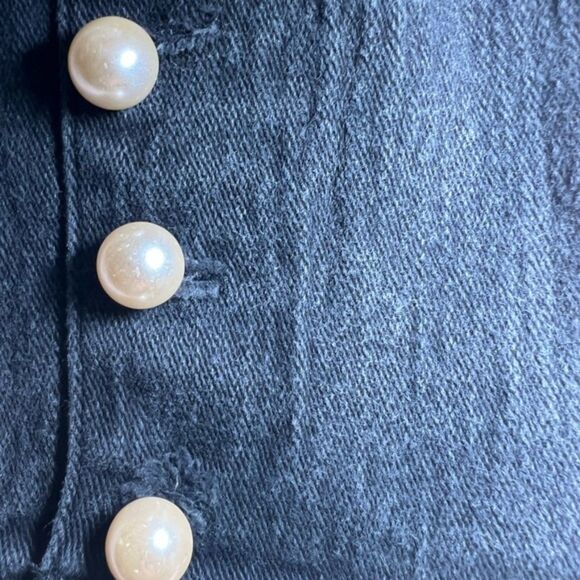 Vintage Café La Vie High-Rise Black Jeans with Faux Pearl Button Detail Size 5/6 - Picture 7 of 8
